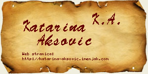 Katarina Aksović vizit kartica